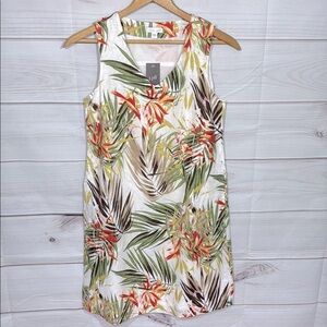 NWT J. Jill Tropical Floral Linen Sleeveless Lined Dress Size XS